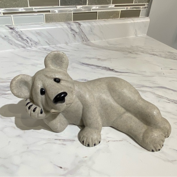 Vintage Quarry Critters Baboo Bear large figurine laying bear stone critter - Picture 2 of 12